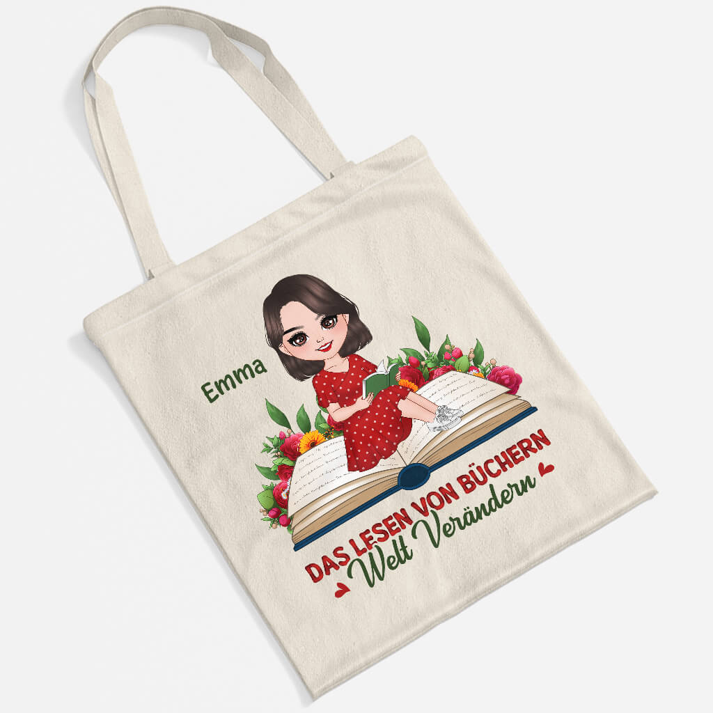 1910BGE2 personalisierte das lesen von buchern kann die welt verandern tragetasche