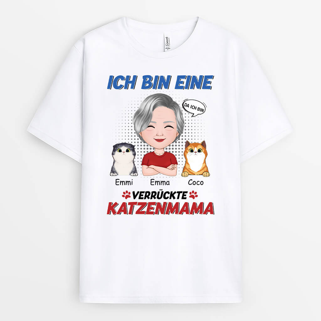Ich Bin Eine Verrückte Katzenmama - Personalisiertes Geschenk | T-shirt für Katzenliebhaber