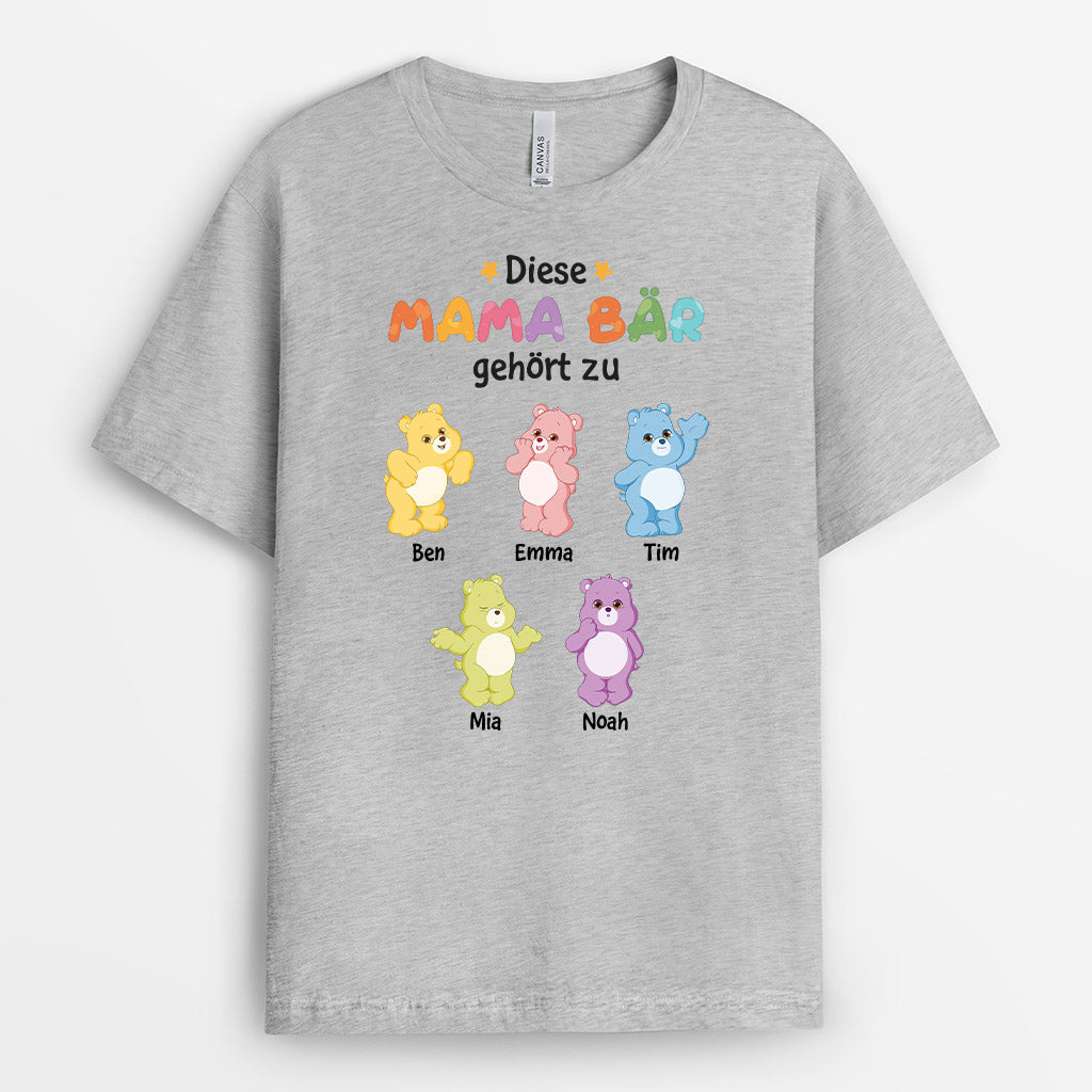 Dieser Papa/Opa Bär Gehört Zu - Personalisiertes Geschenk | T-Shirt für Herren