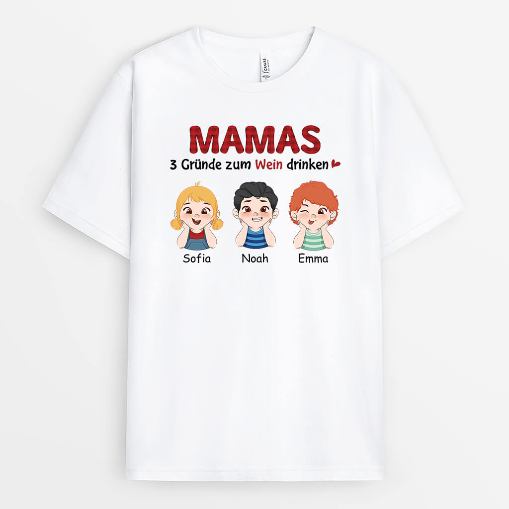Mamas Gründe Zu Wein - Personalisiertes Geschenk | T-shirt für Mamas