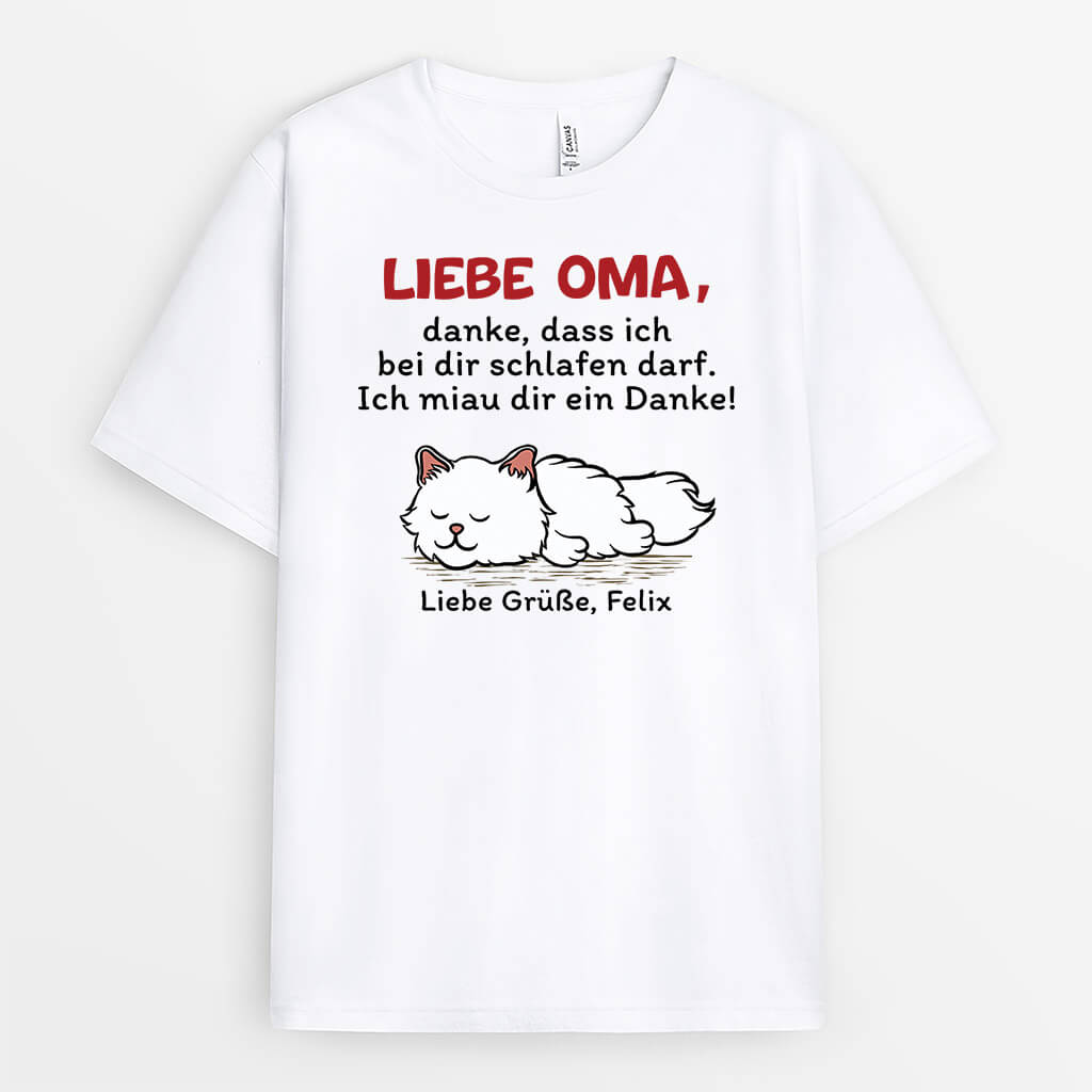 Liebe Mama Danke Dass Ich Neben Dir Schlafen Darf - Personalisiertes Geschenk | T-shirt für Katzenliebhaber