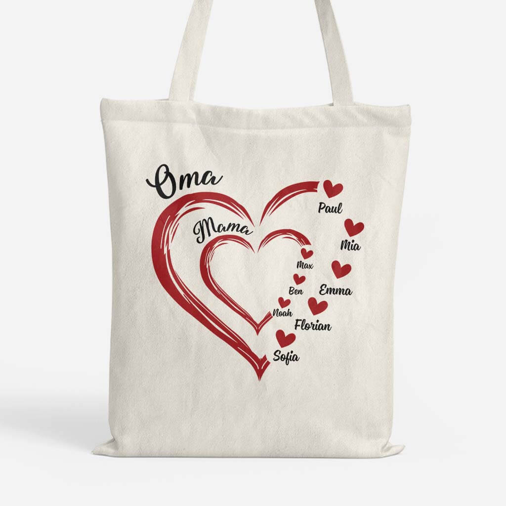 Mamas/Omas Herz - Personalisierte Geschenke | Tragetasche für Frauen