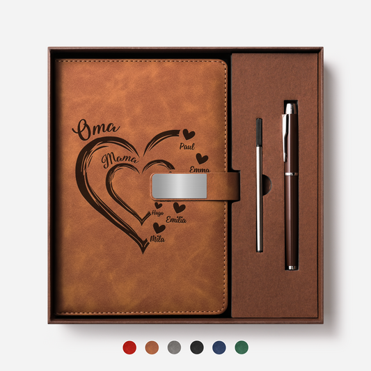 1969MGE1 oma mama kinder herzen personalisiertes geschenk  notizbuch mit stift mit gravur 1969mo8t7a