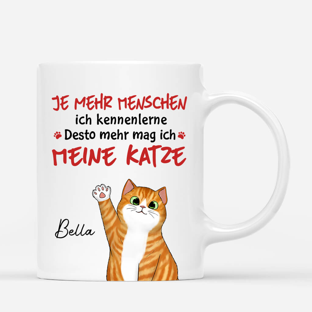 Je Mehr Ich Über Menschen Erfahre Desto Mehr Mag Ich Meine Katze - Personalisiertes Geschenk | Tasse für Katzenliebhaber