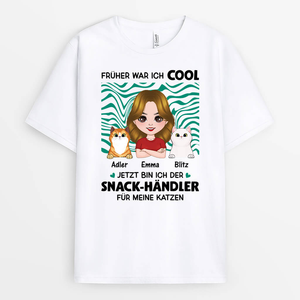 Früher War Ich Cool Jetzt Bin Ich Der Snack-Händler Für Meine Katzen - Personalisiertes Geschenk | T-Shirt für Katzenliebhaber
