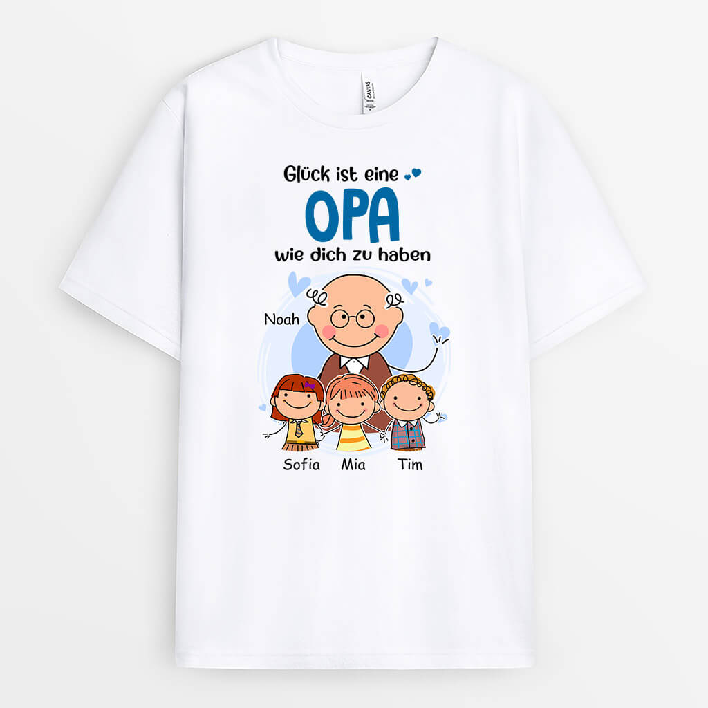 Glück Ist Ein Opa Wie Dich Zu Haben - Personalisiertes Geschenk | T-Shirt für Herren