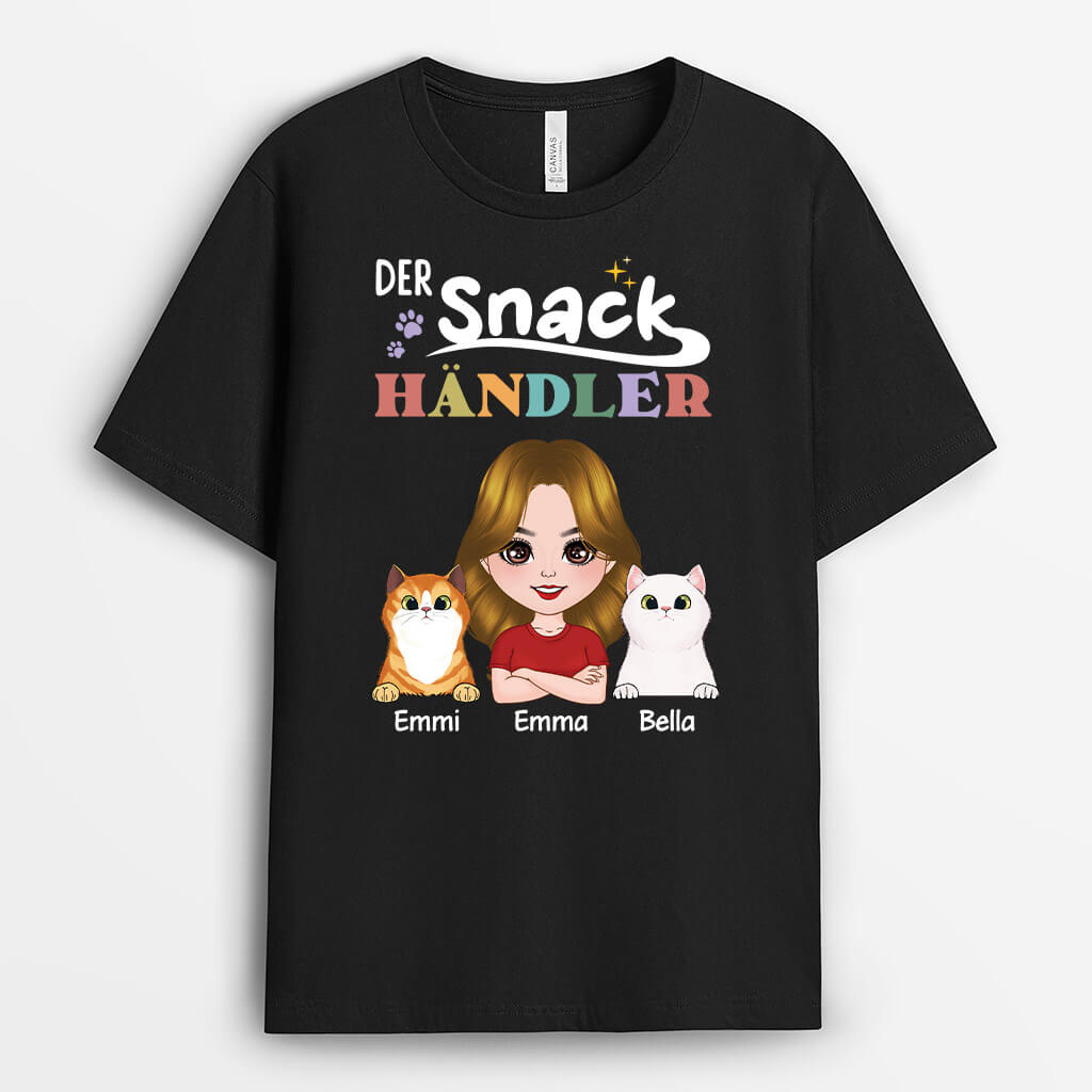 Der Snackhändler - Personalisiertes Geschenk | T-shirt für Katzenliebhaber