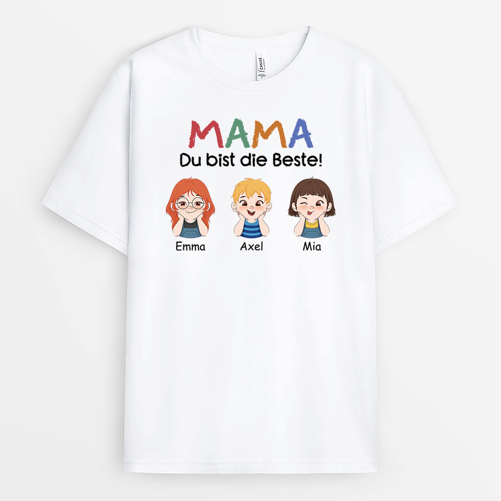 Mama Du Bist Die Beste - Personalisiertes Geschenk | T-shirt für Frauen