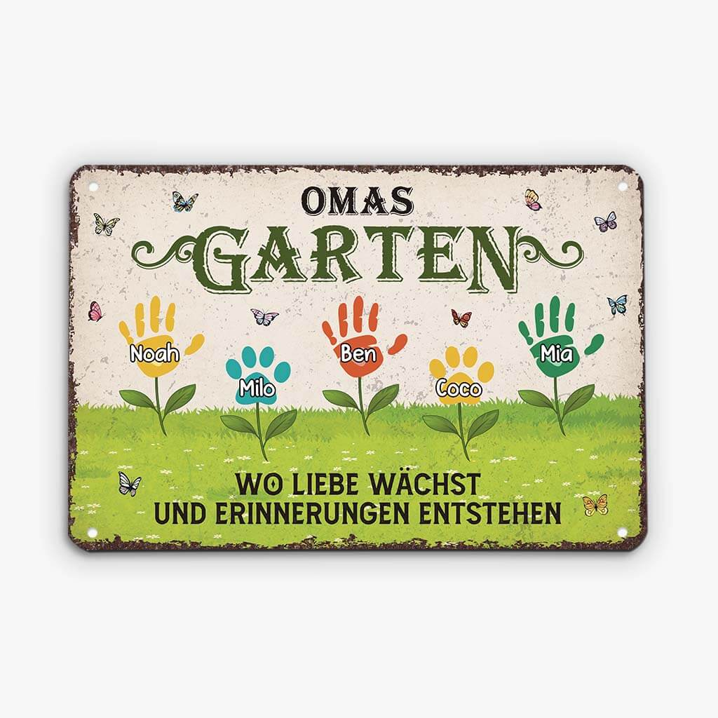 Omas Garten - Personalisiertes Geschenk | Türschild für Omas