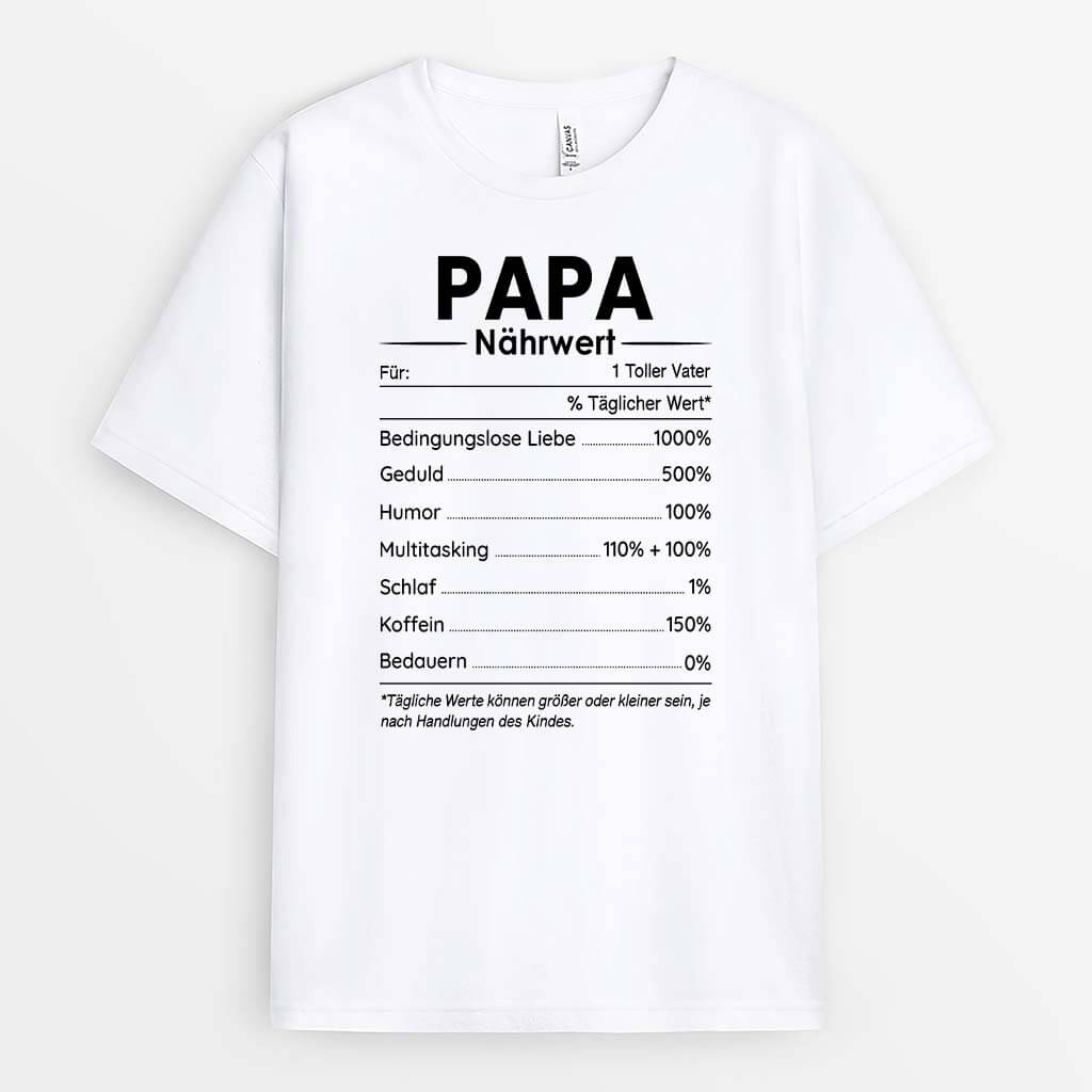 Mama/Papa Nährwertangaben - Personalisiertes Geschenk | T-Shirt für Großeltern