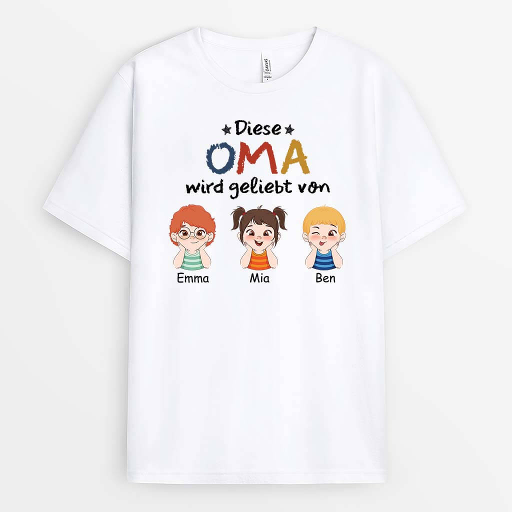 Diese Oma/Mama Wird Geliebt Von - Personalisiertes Geschenk | T-Shirt für Frauen