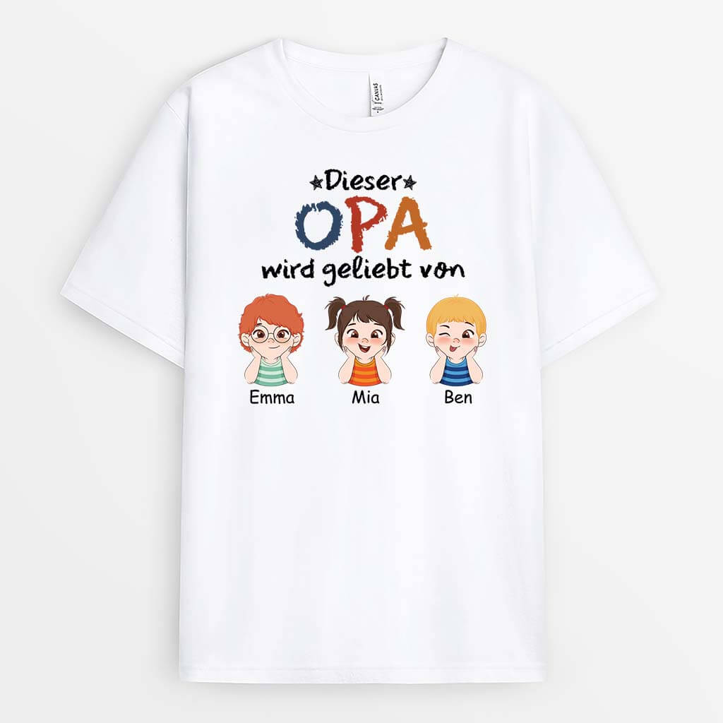Dieser Opa/Papa Wird Geliebt Von - Personalisiertes Geschenk | T-Shirt für Herren