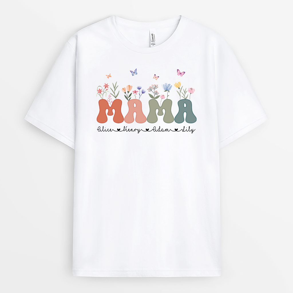 Mama Und Blumen - Personalisiertes Geschenk | T-Shirt für Mamas