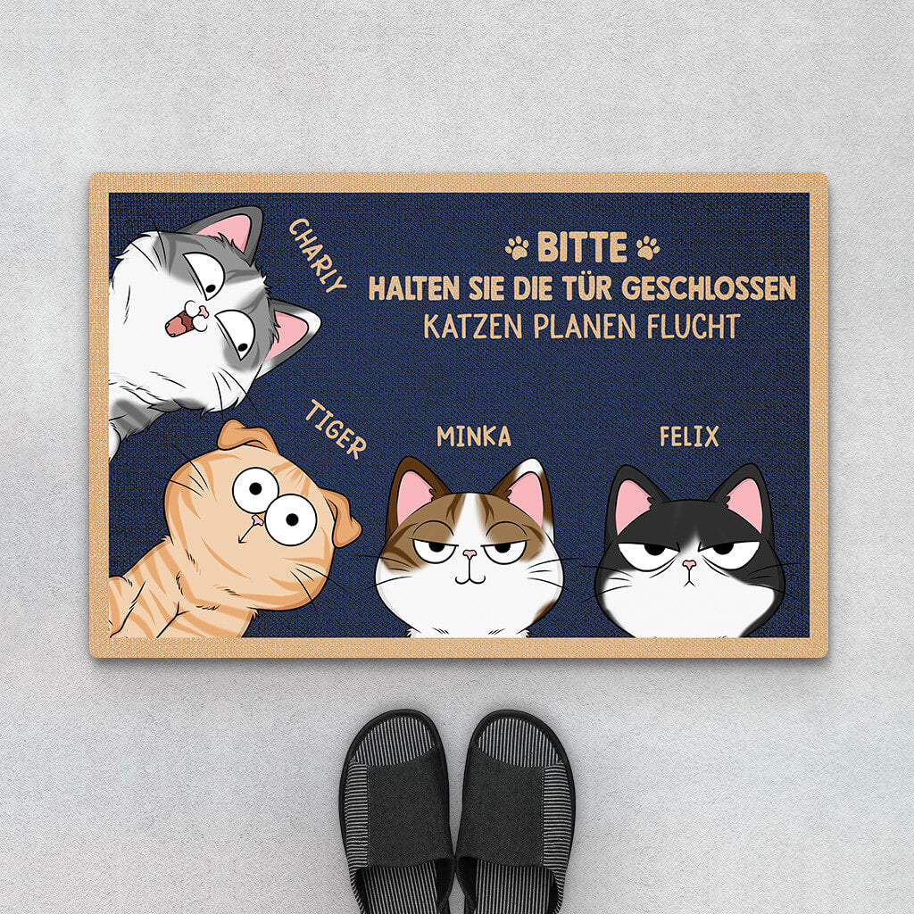 Bitte Tür Geschlossen Halten - Personalisiertes Geschenk | Fußmatte für Katzenliebhaber