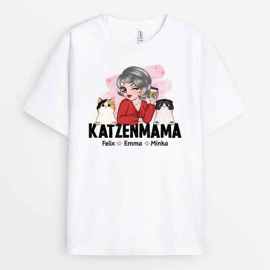 2166AGE1 personalisiertes katzenmama t shirt