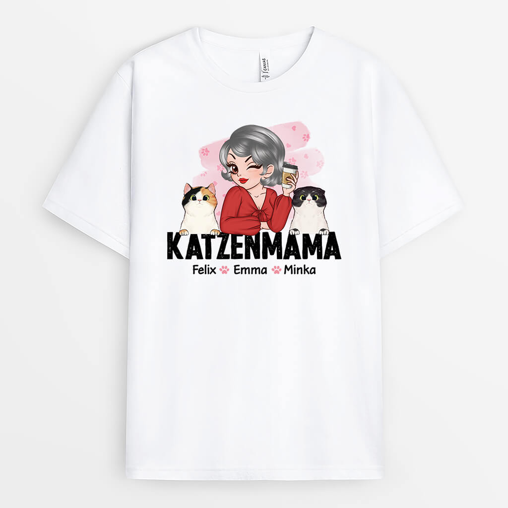 Katzenmama - Personalisiertes Geschenk | T-Shirt für Katzenliebhaber