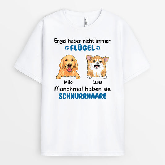 2176AGE1 personalisiertes engel haben nicht immer flugel manchmal haben sie schnurrhaare hunde t shirt 2176a9a5c