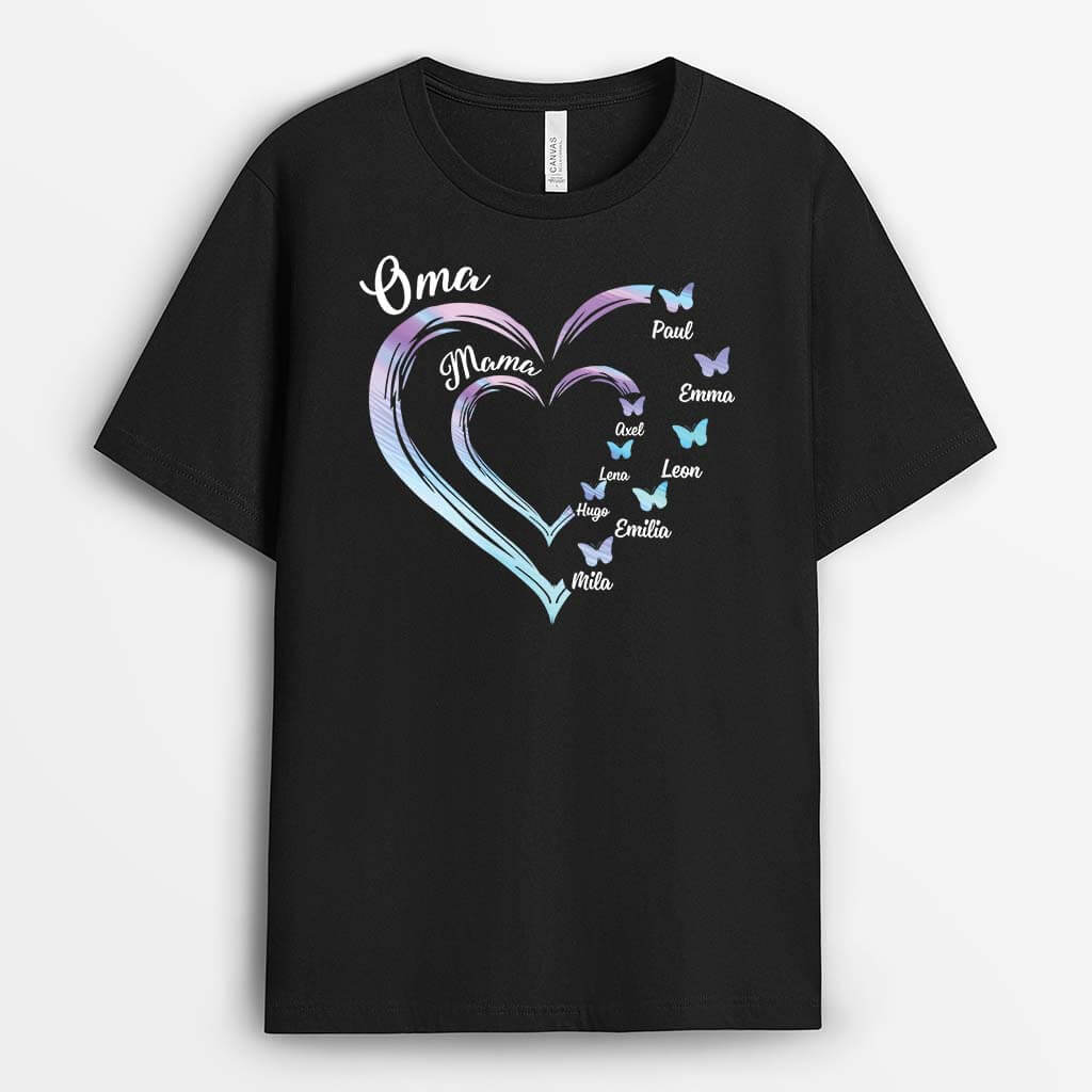 Oma Mama Schmetterlinge - Personalisiertes Geschenk | T-shirt für Omas/Mamas