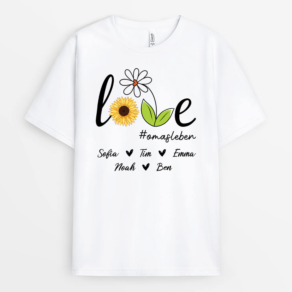 Blumen Liebe - Personalisiertes Geschenk | T-Shirt für Omas/Mamas