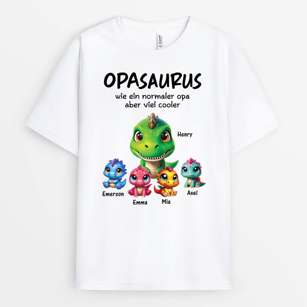 Papasaurus/Opasaurus - Personalisiertes Geschenk | T-Shirt für Papas/Opas