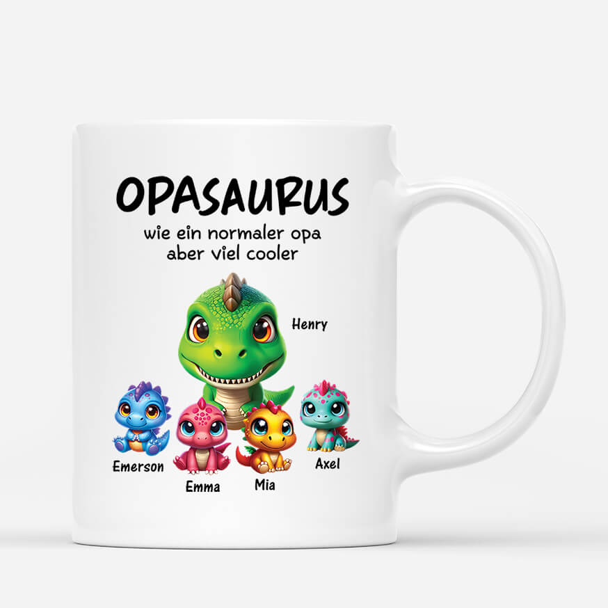 Papasaurus/Opasaurus - Personalisiertes Geschenk | Tasse für Papas/Opas