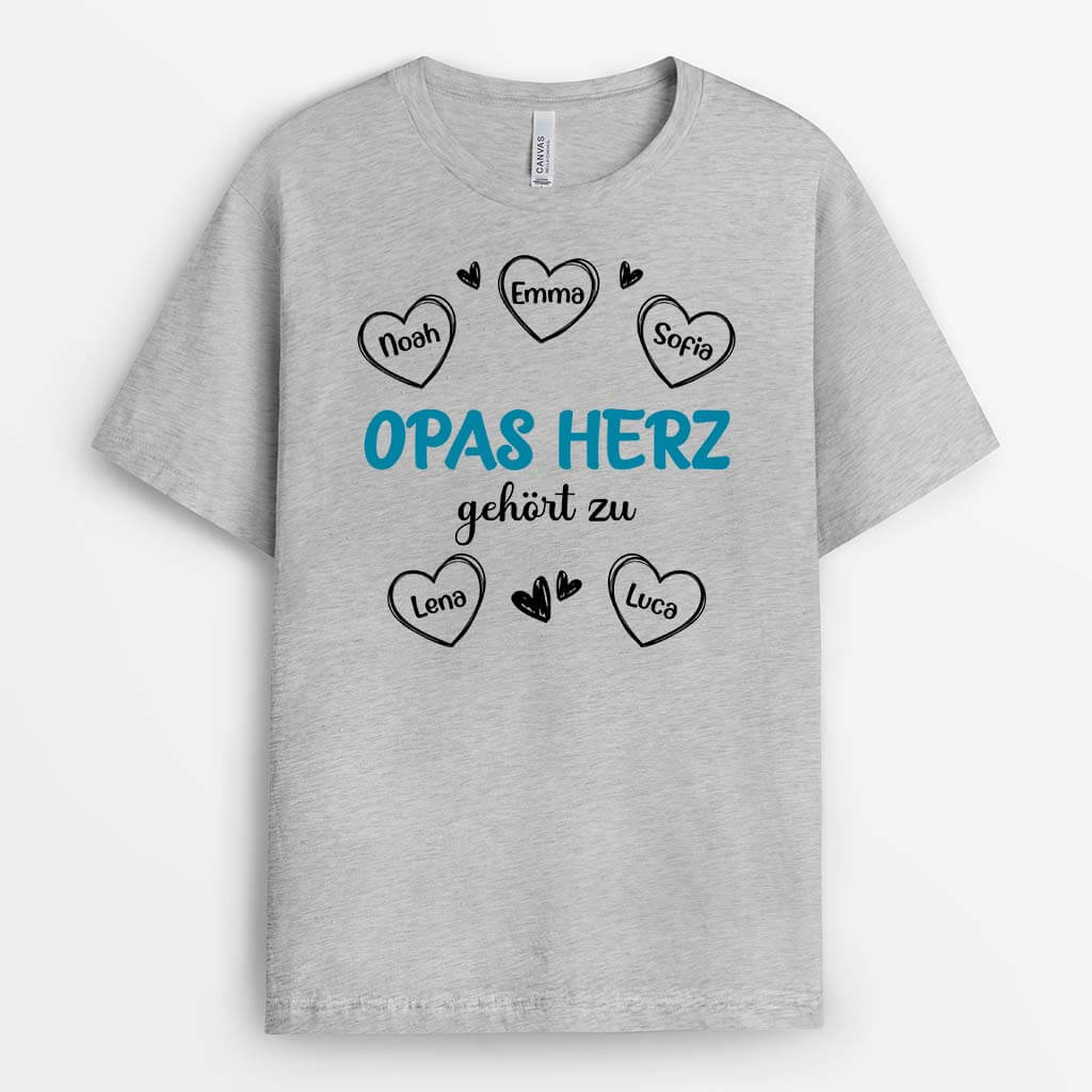 Das Herz Dieses Opas Gehört Zu - Personalisiertes Geschenk | T-shirt für Opas