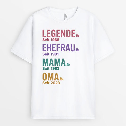 2250AGE1 personalisiertes legende ehefrau mama und oma seit t shirt 2250a3a5a