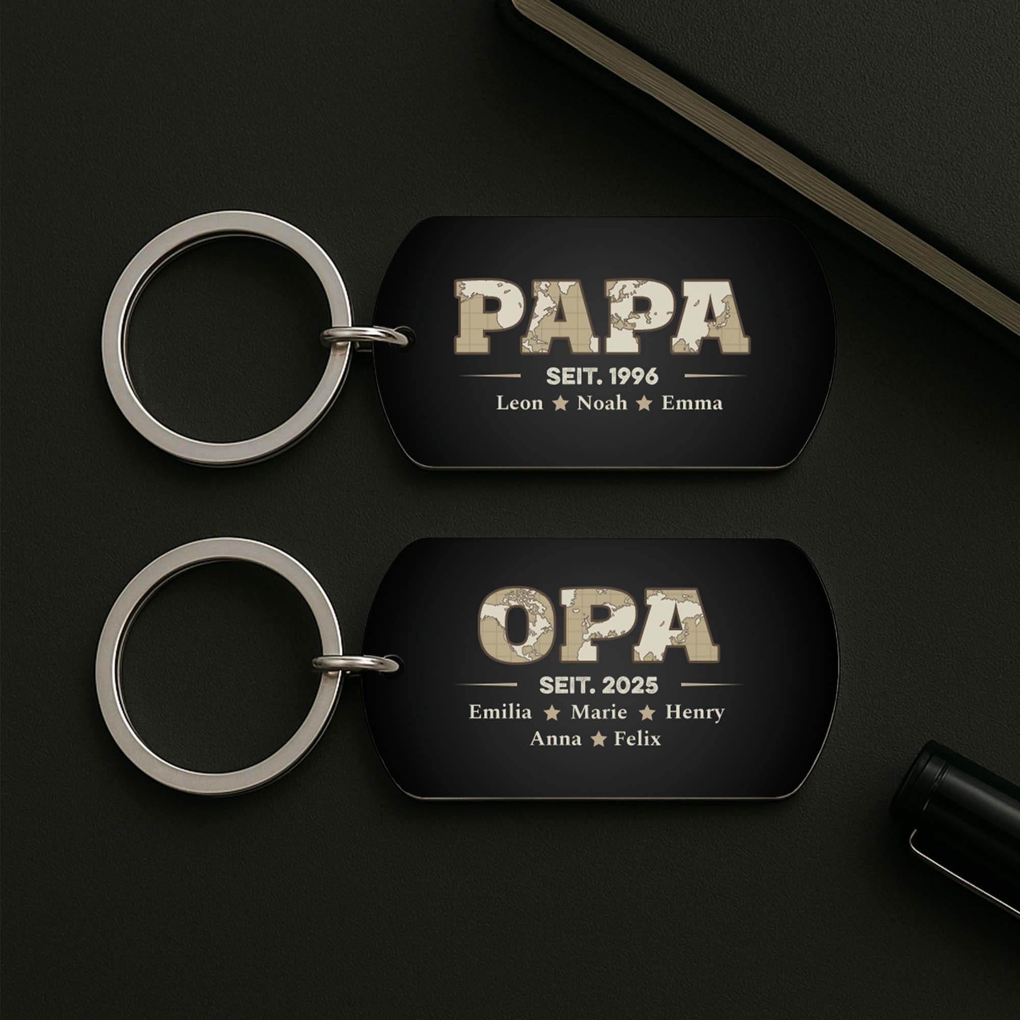 2315JGE2 papa seit weltkarte aluminium schlusselanhanger papa personalisiert_ 2315JTL5B