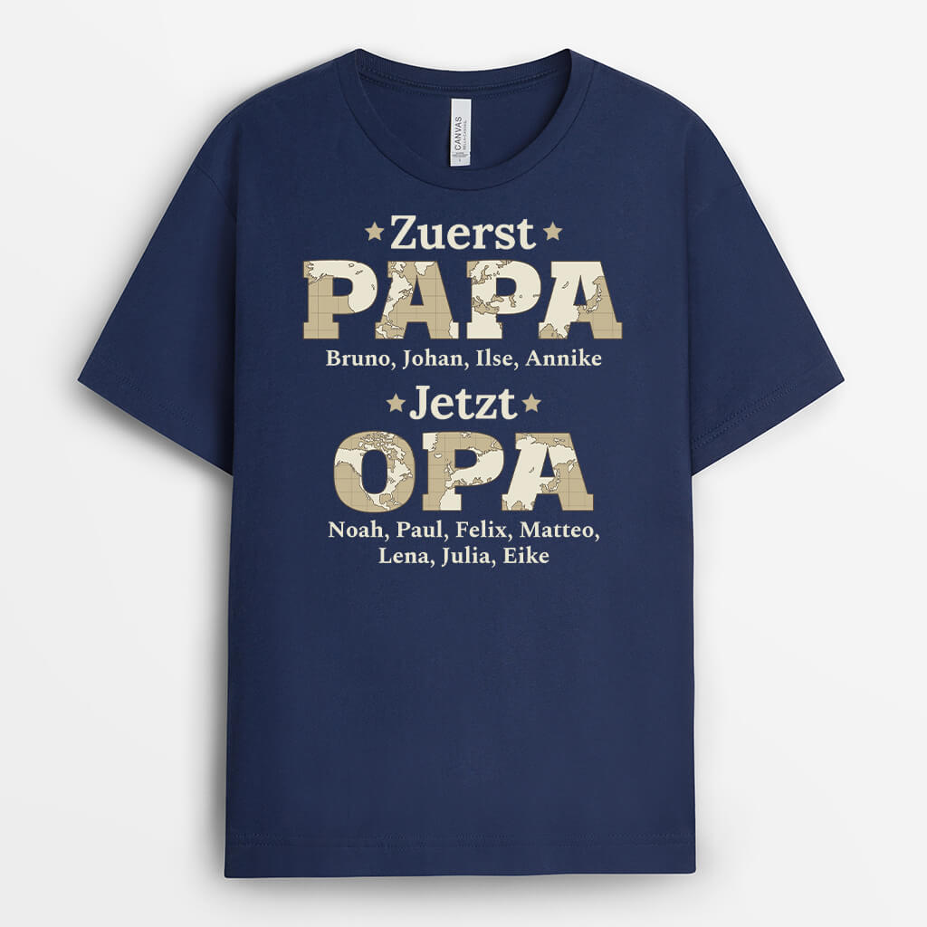 Erst Papa Jetzt Opa - Personalisiertes Geschenk | T-Shirt für Opas/Papas