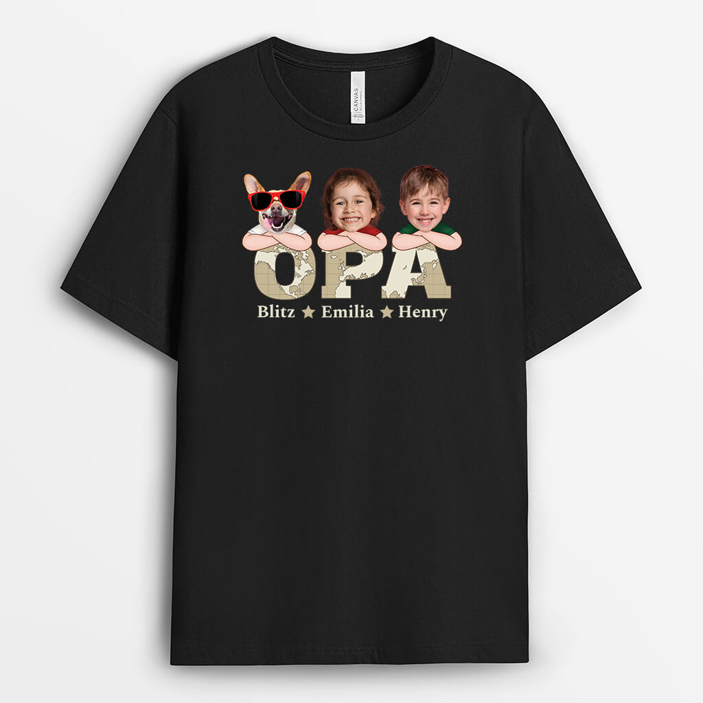 Papa Und Kinder Weltkarte - Personalisiertes Geschenk | T-Shirt für Papas