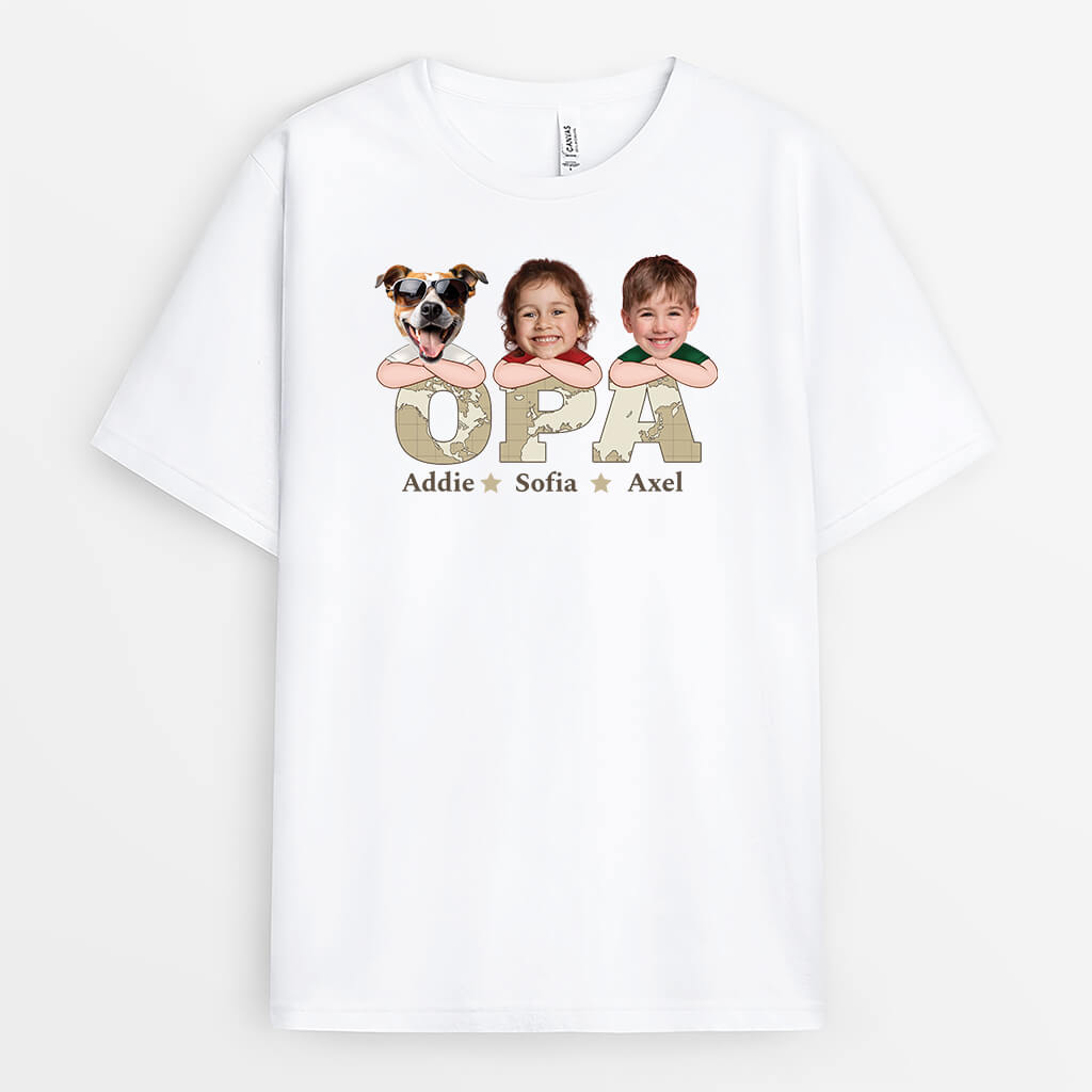 Papa Und Kinder Weltkarte - Personalisiertes Geschenk | T-Shirt für Papas