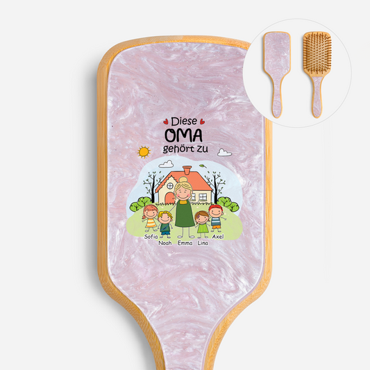 2361AGE1 diese oma gehort zu personalisiertes geschenk  uv druck bambus haarburste mamaoma strichmannchen 2361aq