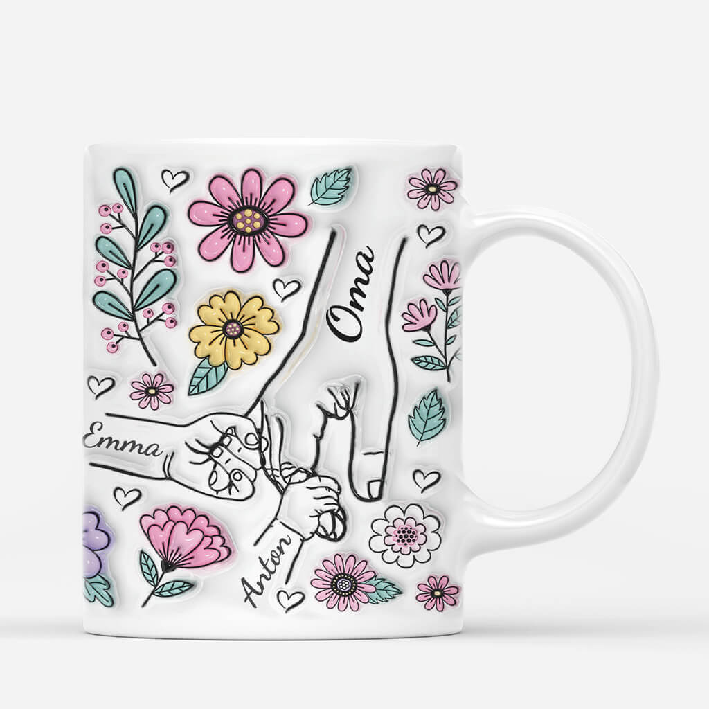 2408MGE2 personalisierte mama und kinder blumen tasse_6268f2da 06c2 4a58 b68d 8edc1364e6ca