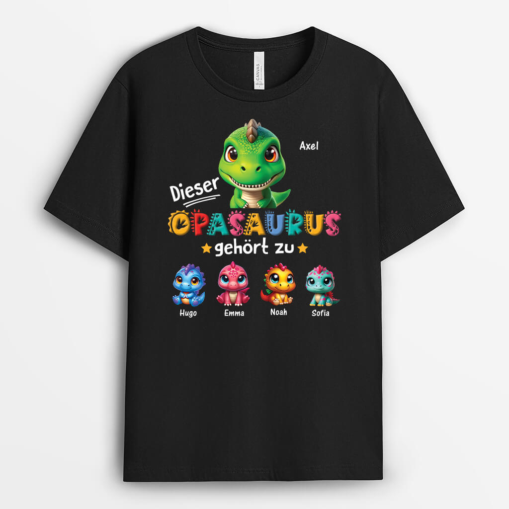 Dieser Papasaurus Gehört Zu - Personalisiertes Geschenk | T-Shirt für Opas/Papas