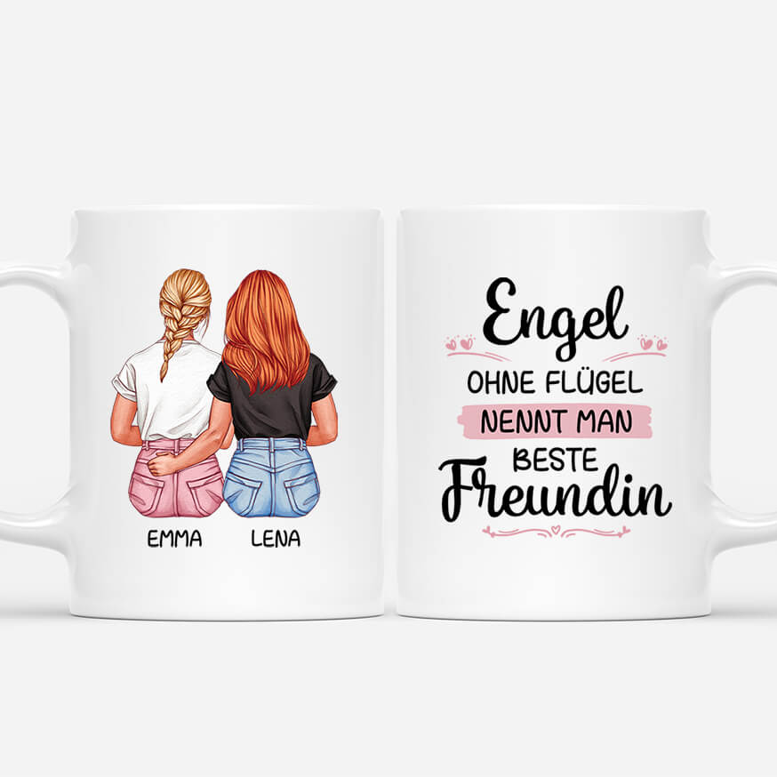 Engel Ohne Flügel Nennt Man Beste Freundin - Personalisiertes Geschenk | Tasse für Freundinnen