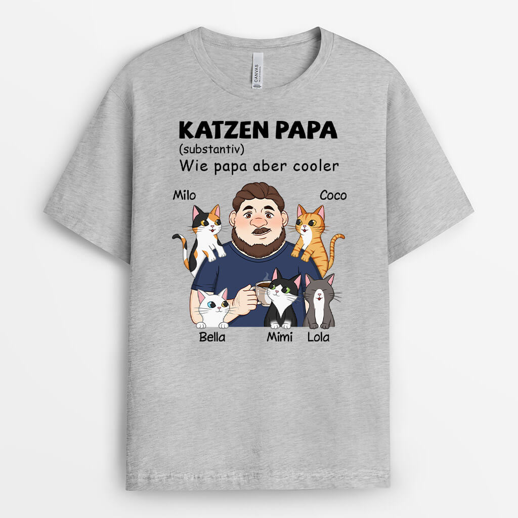 Katzenpapa Definition - Personalisiertes Geschenk | T-Shirt für Katzenliebhaber