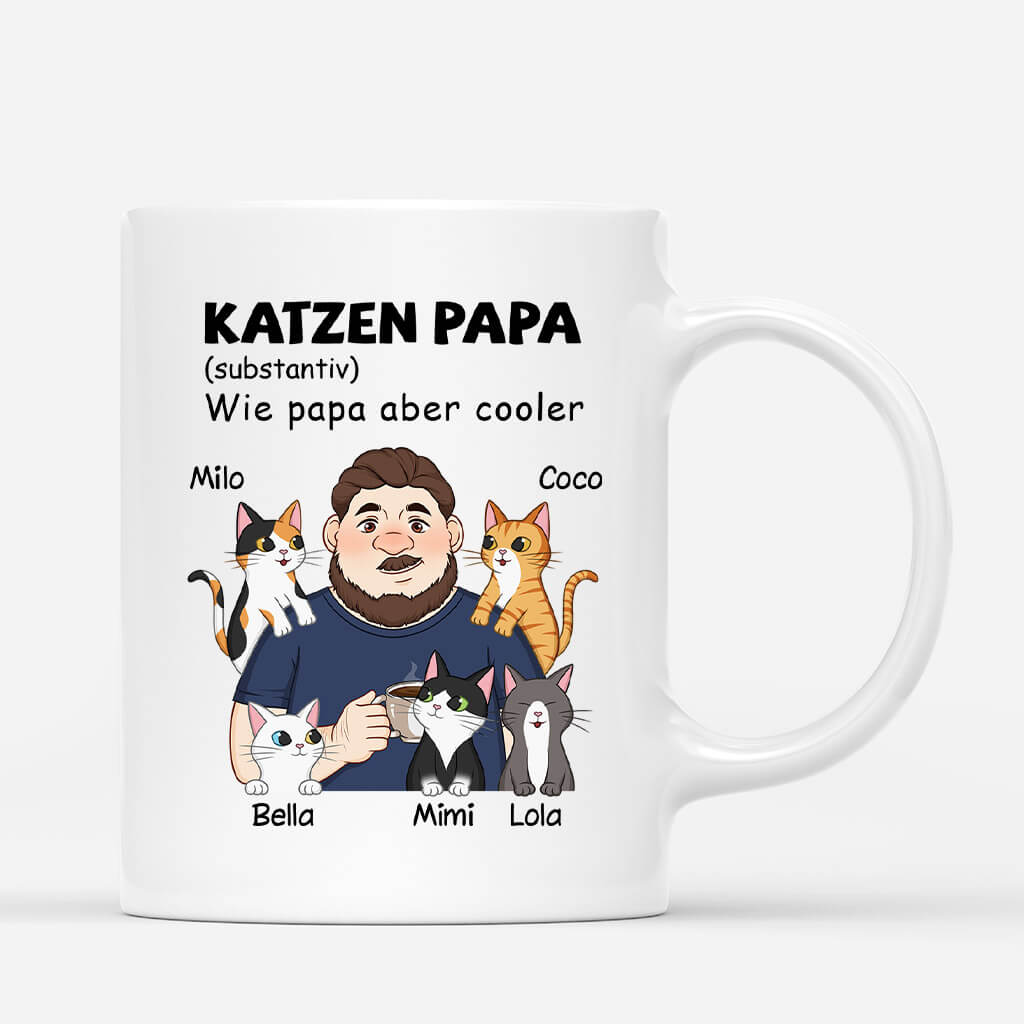 Katzenpapa Definition - Personalisiertes Geschenk | Tasse für Katzenliebhaber