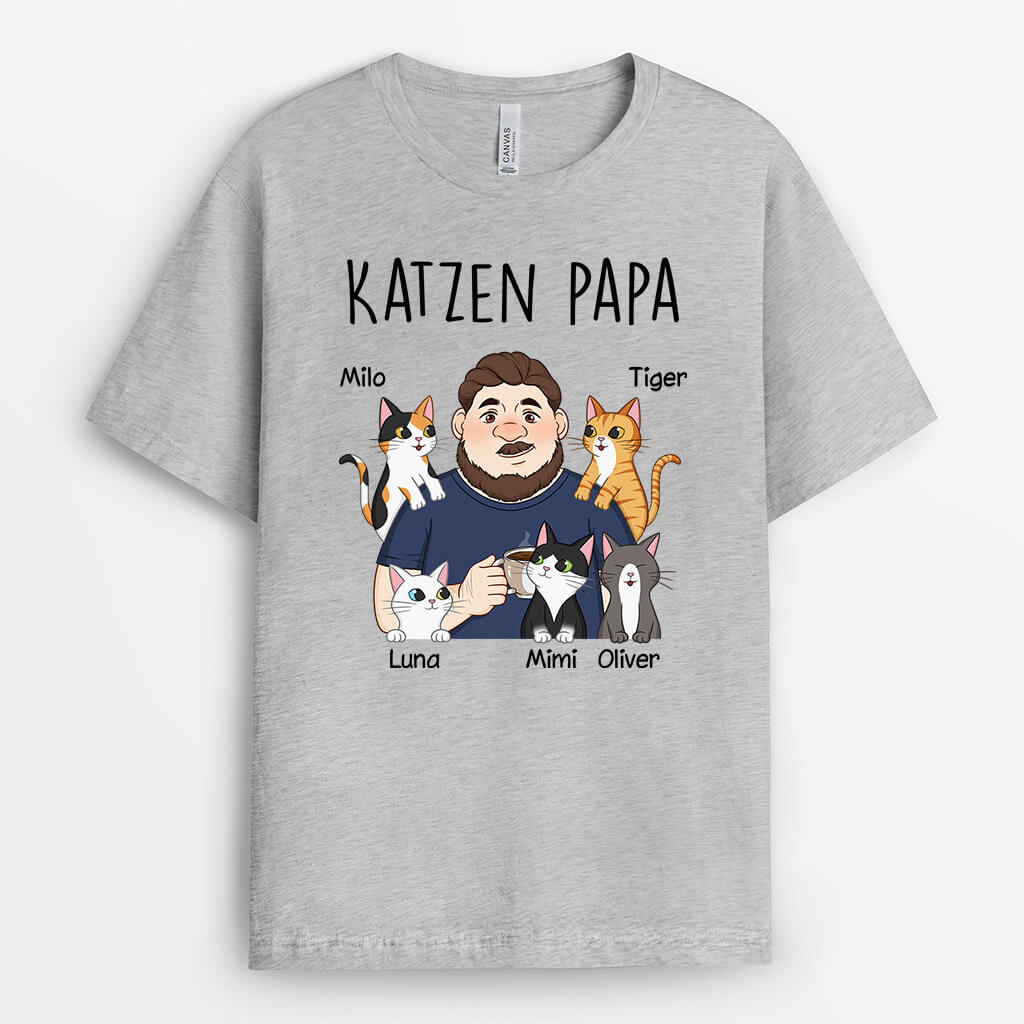 Katzenpapa - Personalisiertes Geschenk | T-Shirt für Katzenliebhaber