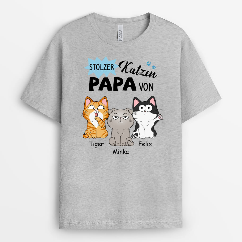 Stolzer Katzenpapa/Stolze Katzenmama Von - Personalisiertes Geschenk | T-Shirt für Katzenliebhaber