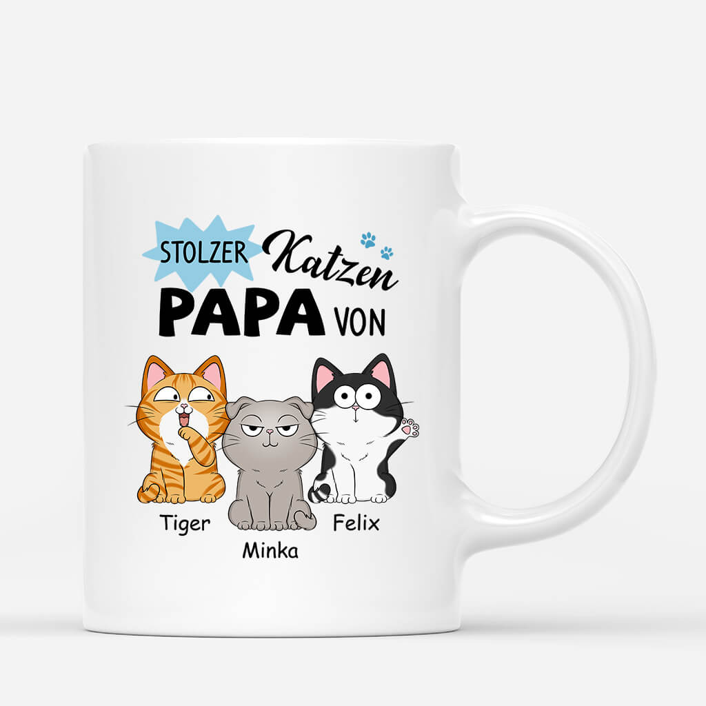 Stolzer Katzenpapa/Stolze Katzenmama Von - Personalisiertes Geschenk | Tasse für Katzenliebhaber