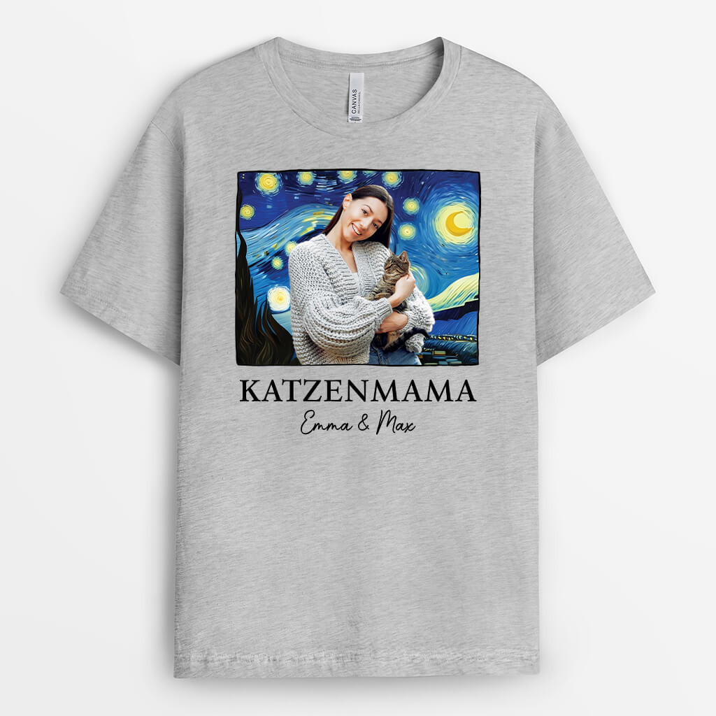 Katzenmama/Katzenpapa - Personalisiertes Geschenk | T-Shirt für Katzenliebhaber