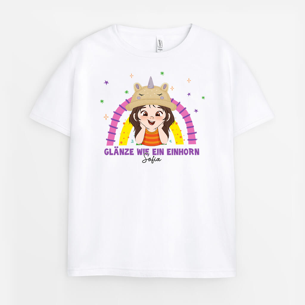 Glänze Wie Ein Einhorn - Personalisiertes Geschenk | T-Shirt für Kinder