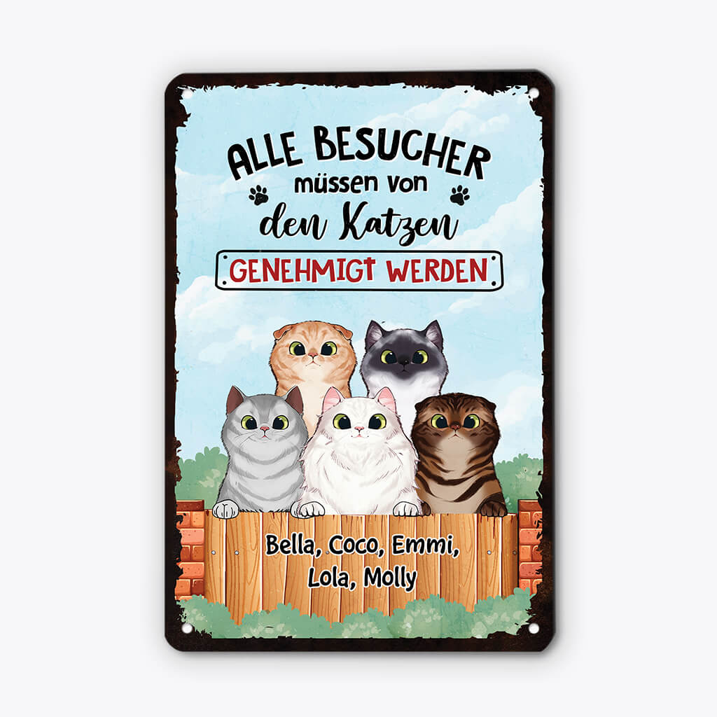 Alle Besucher Müssen Von Den Katzen Genehmigt Werden - Personalisiertes Geschenk | Türschild für Katzenbeliebhaber