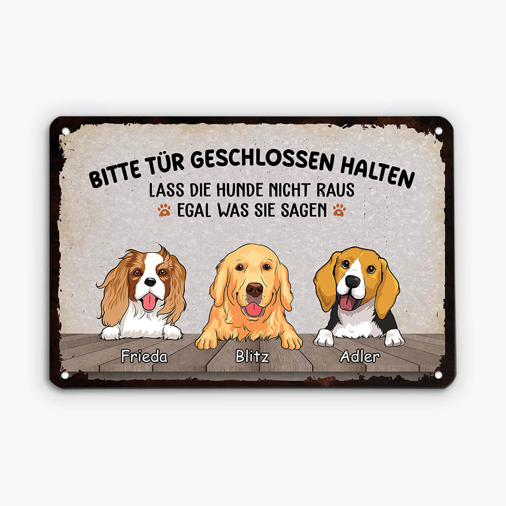 Bitte Tür Geschlossen Halten - Personalisiertes Geschenk | Türschild für Hundebeliebhaber