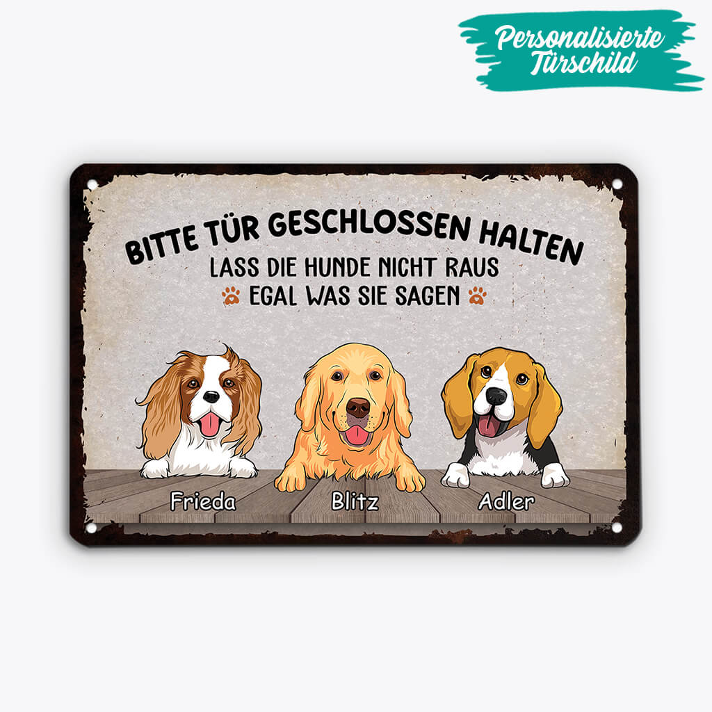 2645EGE2 bitte tur geschlossen halten  personalisiertes turschild fur hundebeliebhaber