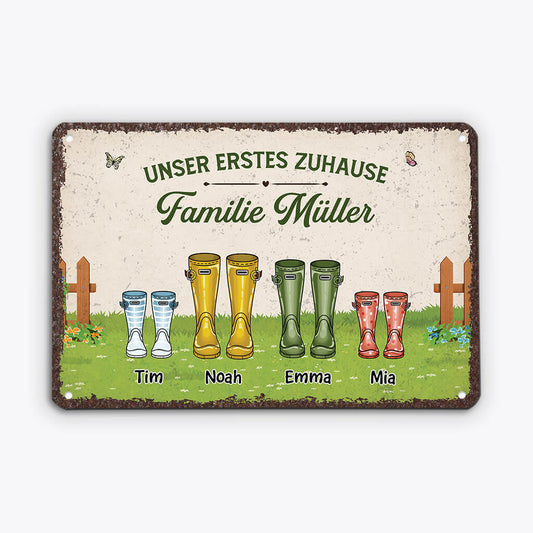 2648EGE1 unser erstes zuhause  personalisieretes turschild fur die familie
