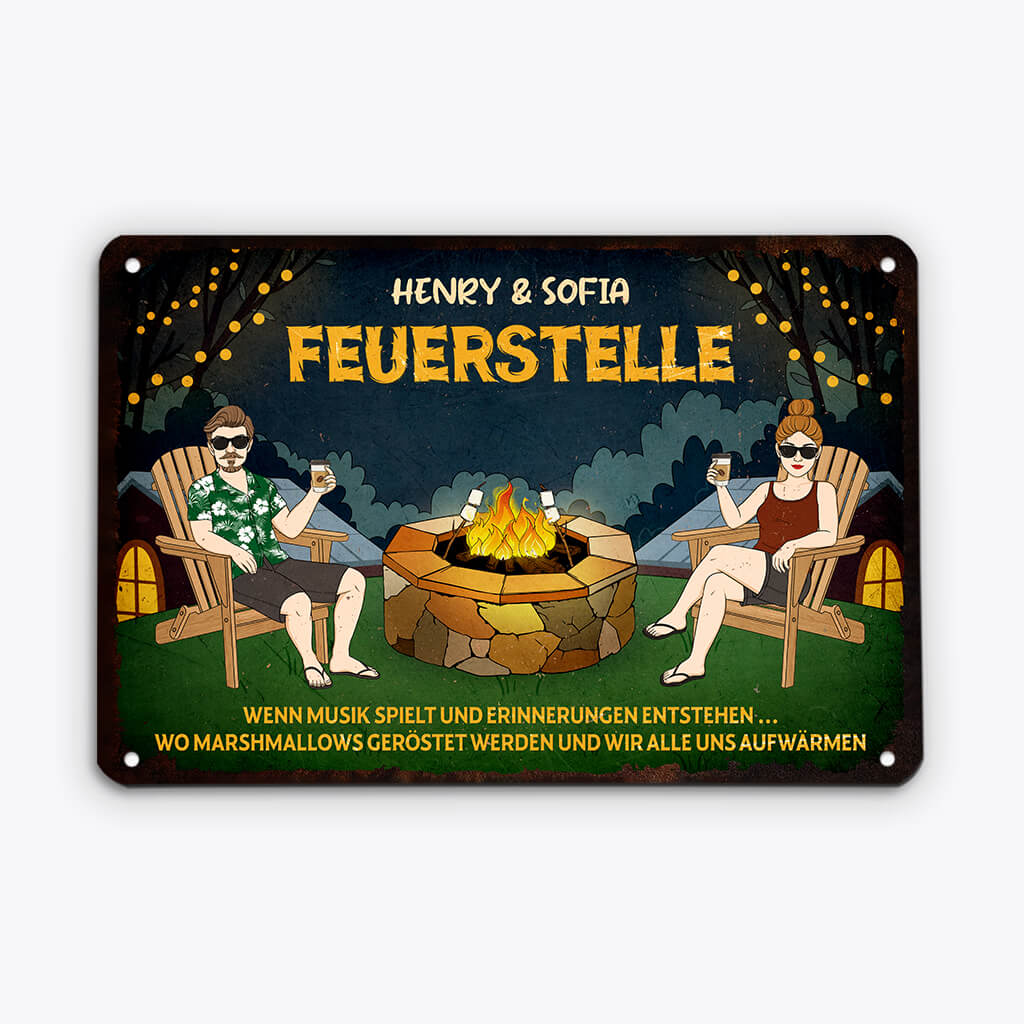 Feuerstelle - Personalisiertes Geschenk | Türschild für die Familie