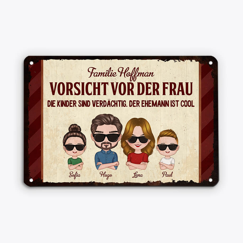 2666GE1 vorsicht vor der frau  personalisiertes turschild fur die familie