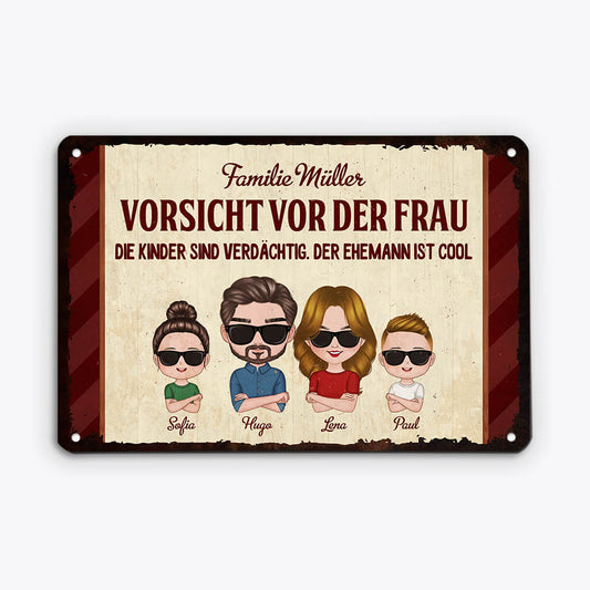 2666GE2 vorsicht vor der frau  personalisiertes turschild fur die familie