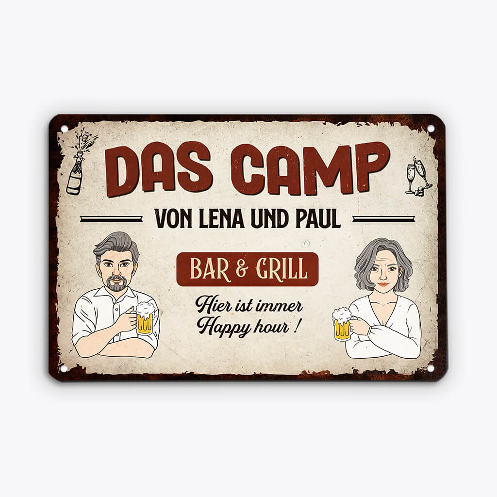 2673EGE2 hier ist immer happy hour  personalisiertes turschild fur die familie